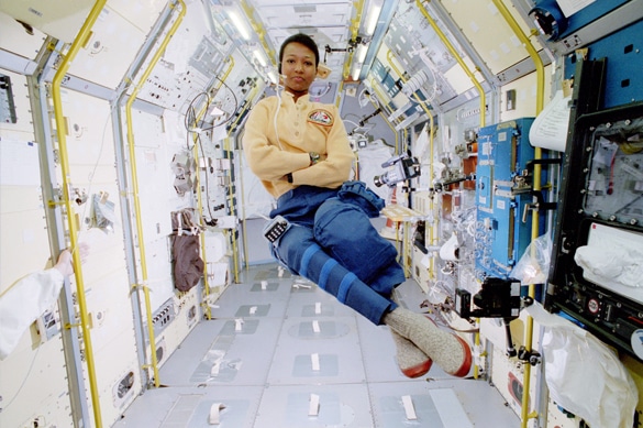 Mae Jemison was the first African-American woman in space with her first flight to space in Sep. 1992.  Let’s celebrate Mae Jemison by creating a geometric space ship or hospital!