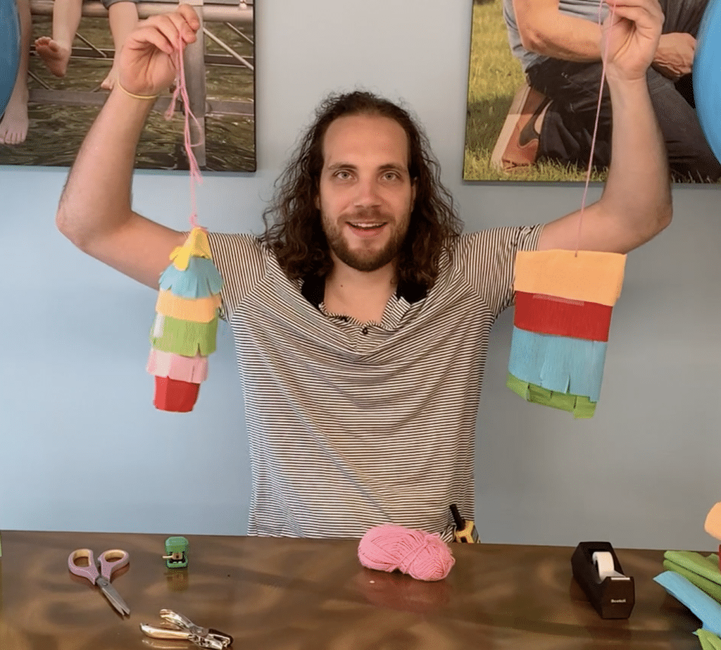 As part of our birthday celebration, Mr. Will is going to show us how to make our fun and colorful pinatas!
