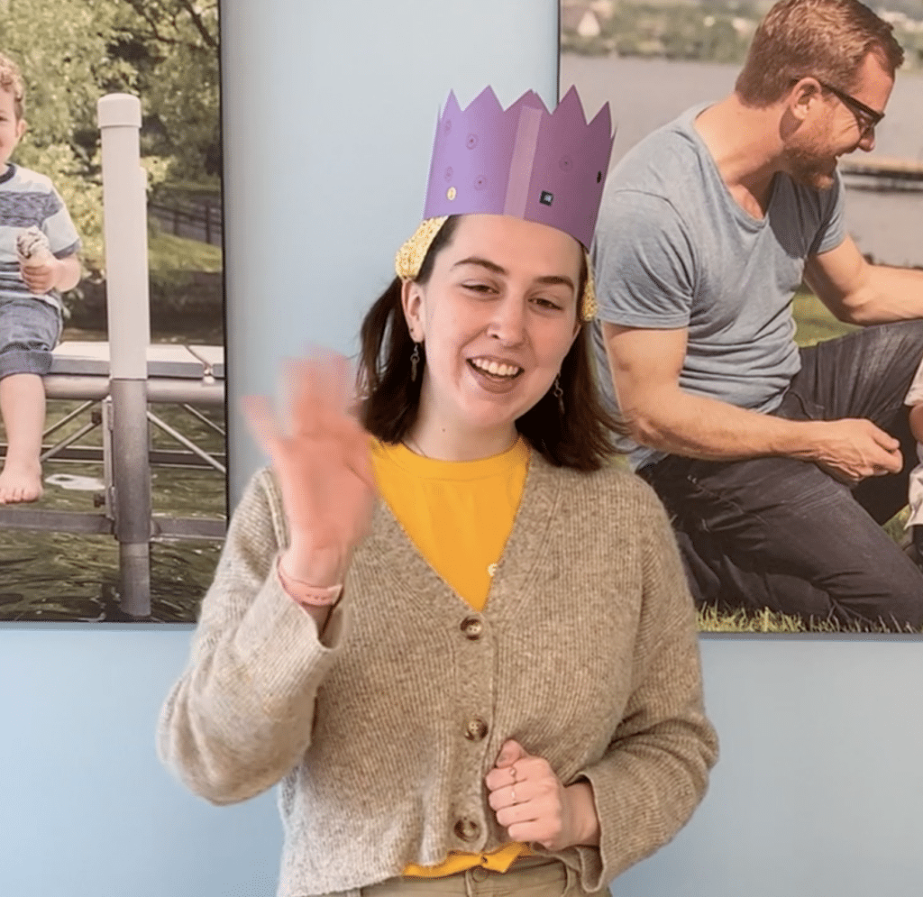 As part of our birthday celebration, Miss Maeve shows us how to make very special birthday crowns!