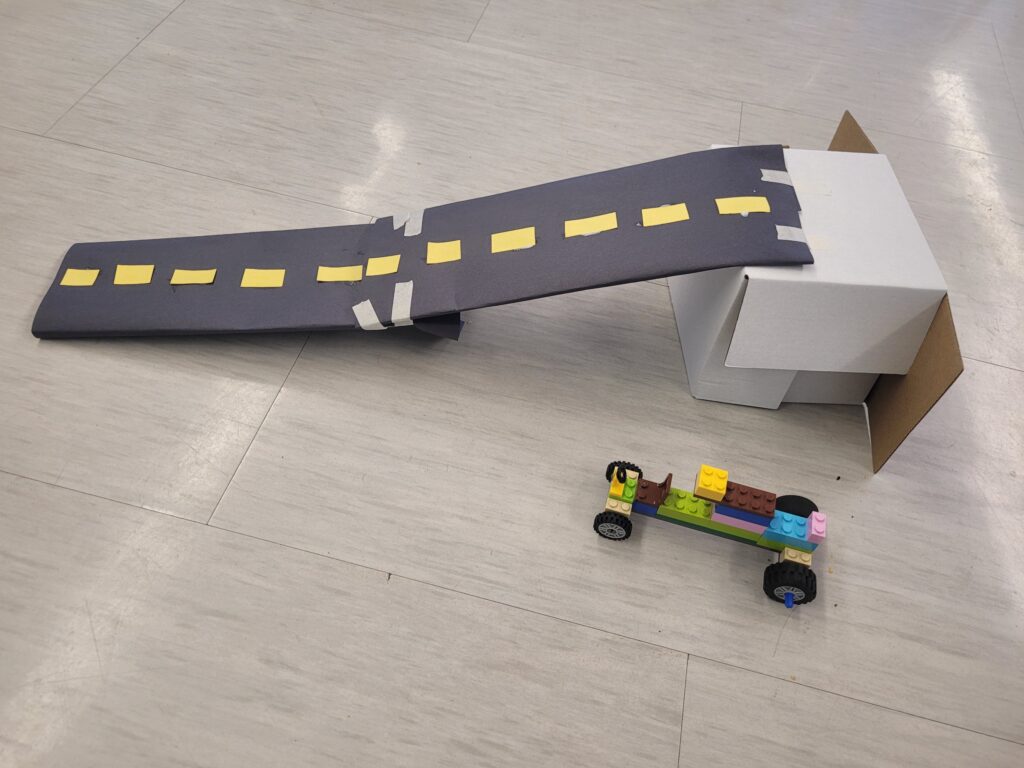 The goal for this activity for our kids 4 and up is to create a working ramp.